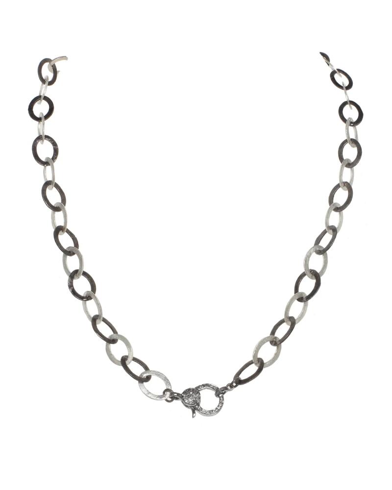 Margo Morrison Matte Vermeil and Sterling Silver Flat Chain Necklace with Diamond Clasp Cover