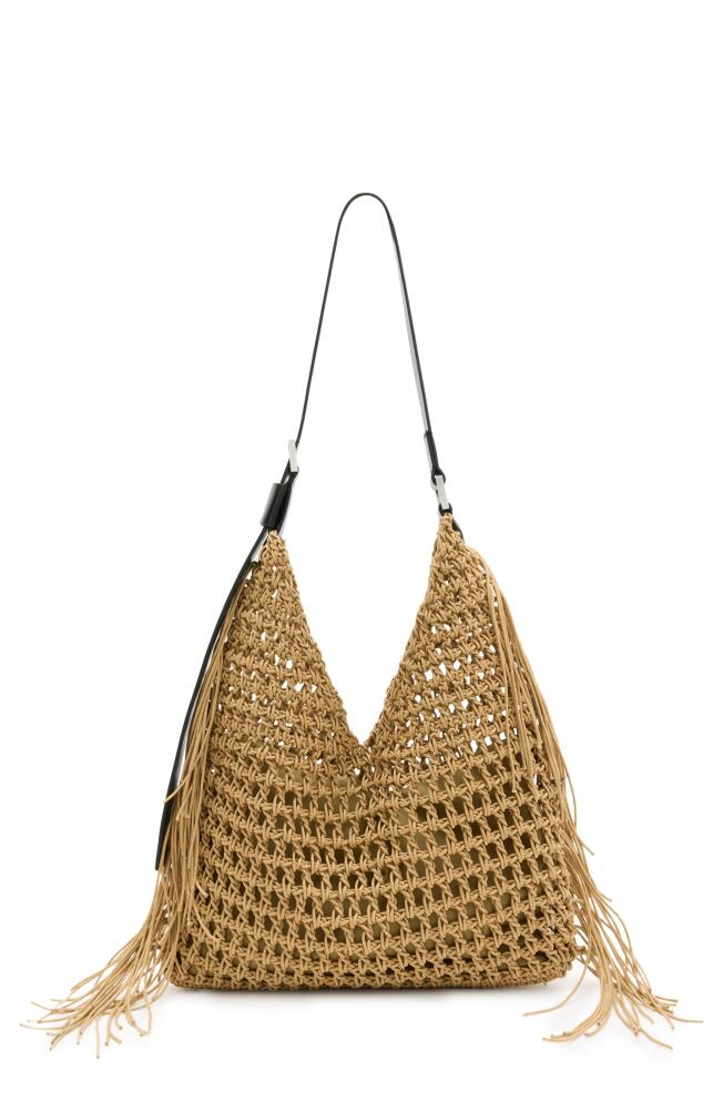 AllSaints Sabine Macramé Shoulder Bag in Almond Cover