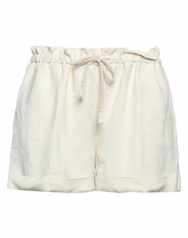 Twinset Woman Shorts & Bermuda Shorts Cream Viscose, Linen Cover