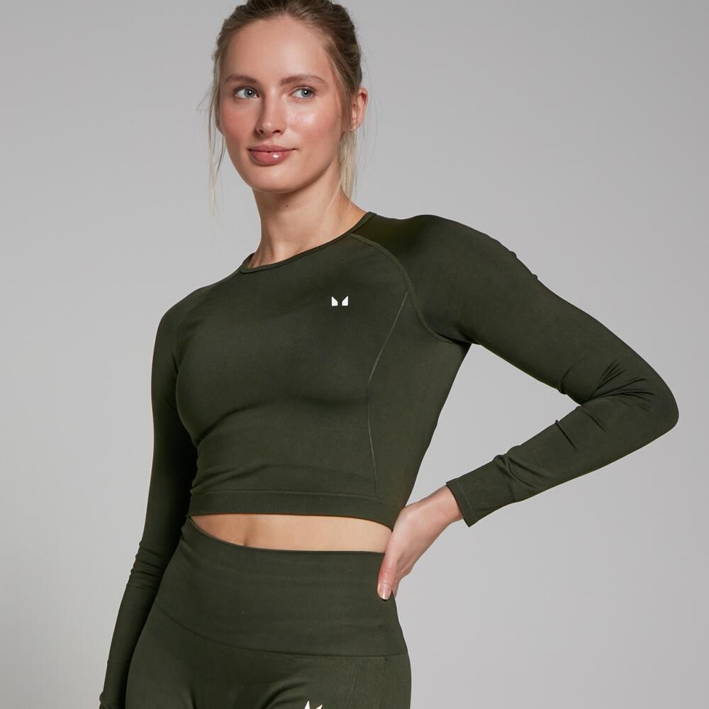 MP Women's Shape Seamless Long Sleeve Crop Top - Forest Green Cover