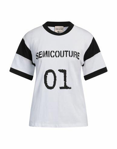 Semicouture Woman T-shirt White Cotton Cover