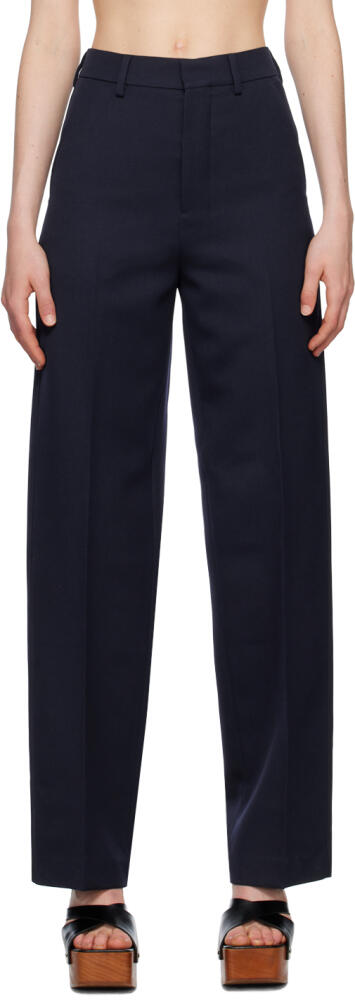 AMI Paris Navy Wide-Leg Trousers Cover