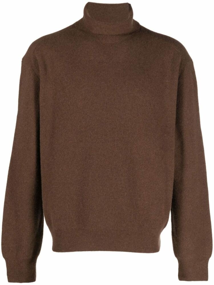 LEMAIRE ribbed roll-neck jumper - Brown Cover