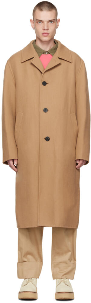 Solid Homme Beige Belted Coat Cover