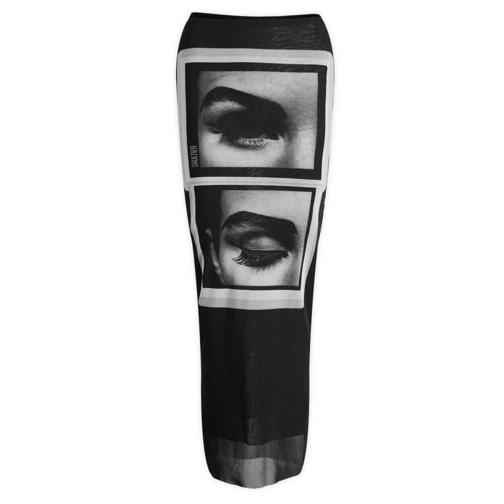 Jean Paul Gaultier Women's Eyes & Lips Print Skirt in Black/Grey Cover