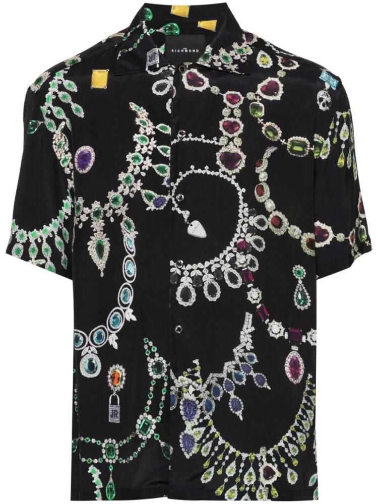 John Richmond Jewellery-Stones-print poplin shirt - Black Cover