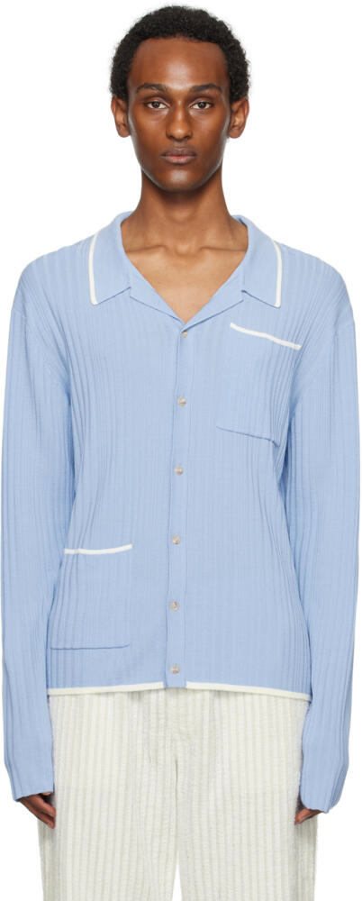 King & Tuckfield Blue Irregular Rib Shirt Cover