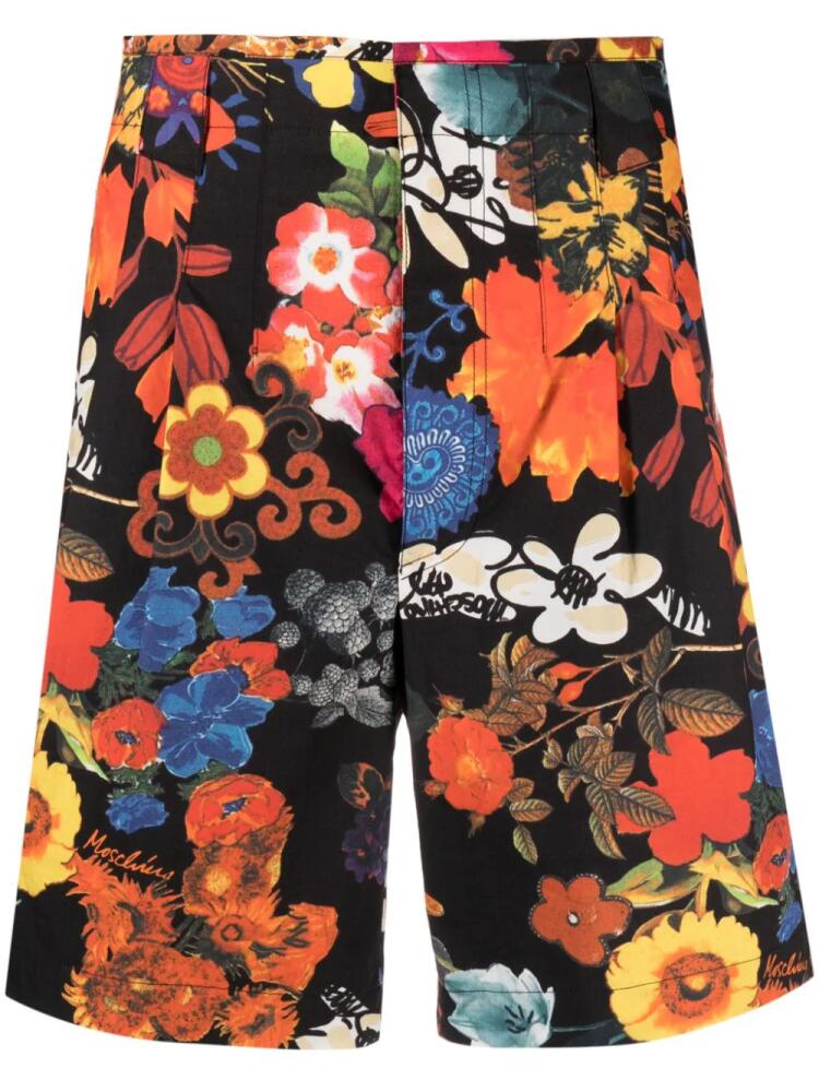 Moschino allover floral-print pleated shorts - Black Cover