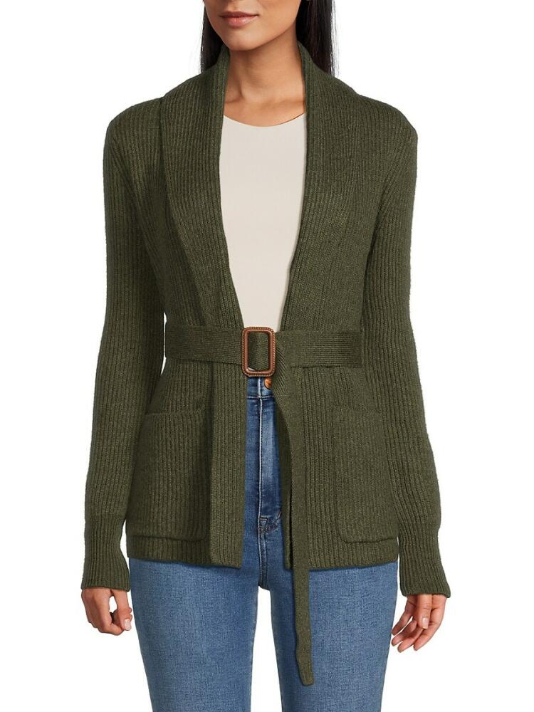 Bruno Magli Women's Cashmere Belted Cardigan - Olive Cover