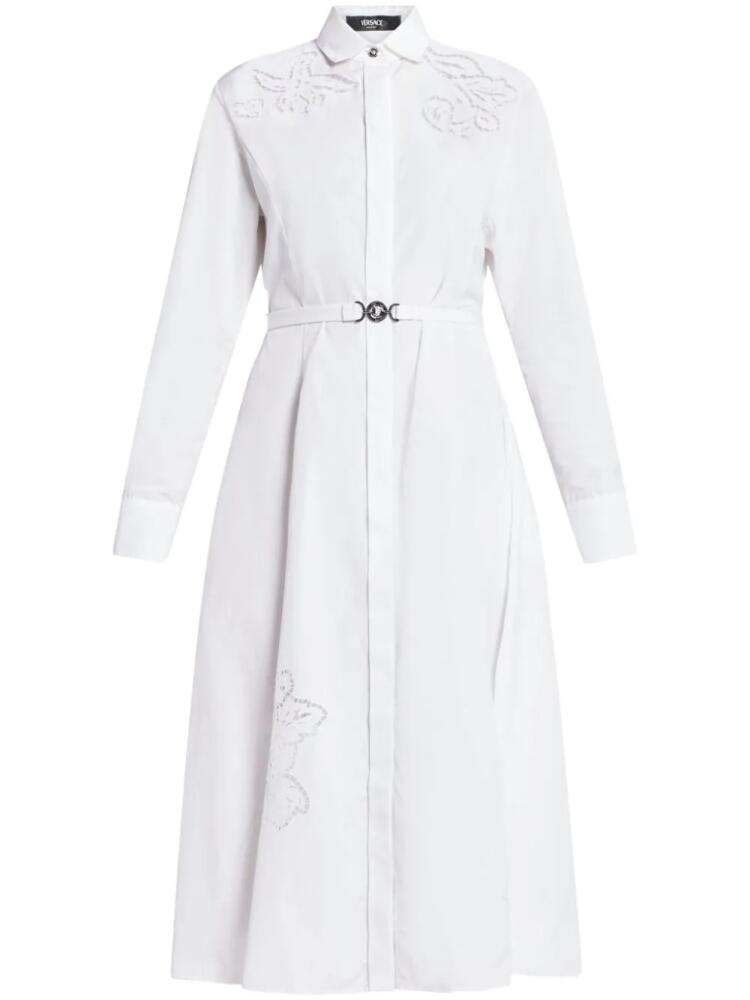 Versace Sangallo embroidered shirt dress - White Cover