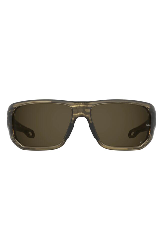 Under Armour Attack 2 63mm Wrap Sunglasses in Wood Brown/Brown Oleophobic Cover