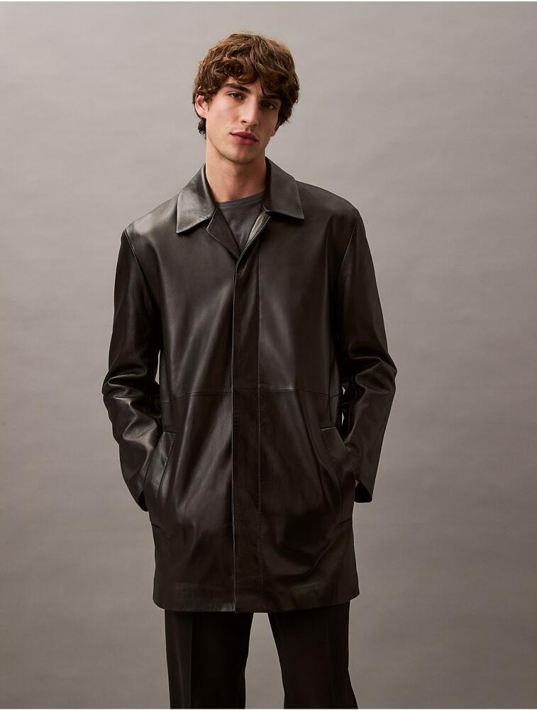 Calvin Klein Men's Lamb Leather Car Coat - Black Cover