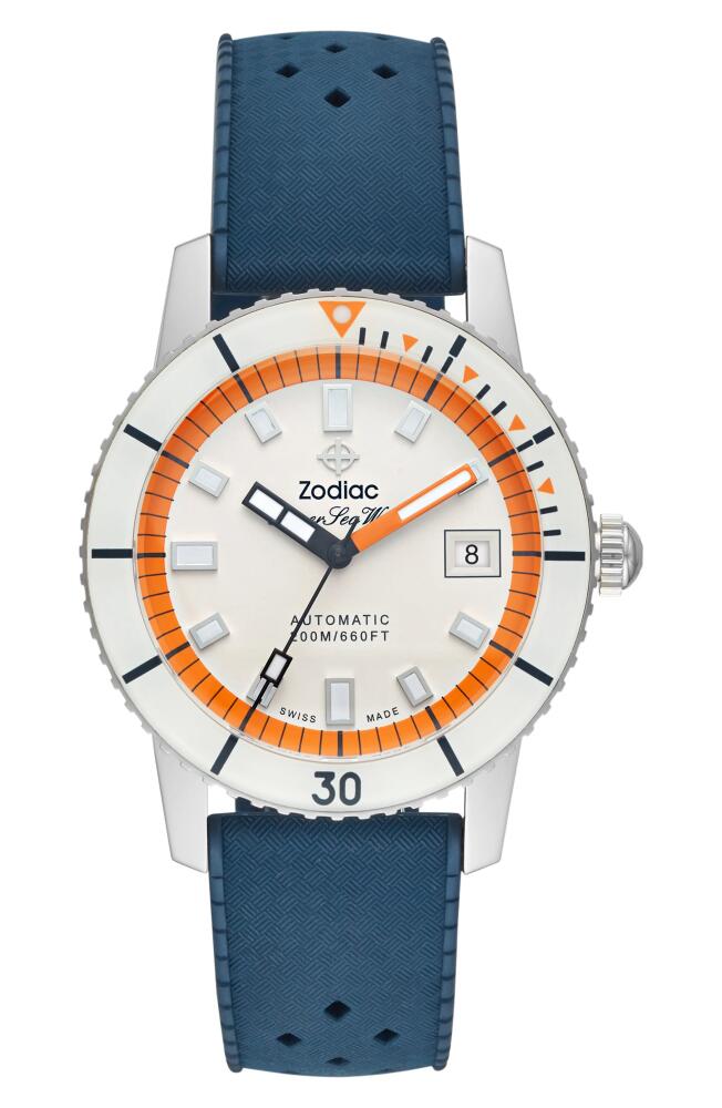 Zodiac Super Sea Wolf Rubber Strap Watch, 40mm in Blue Cover