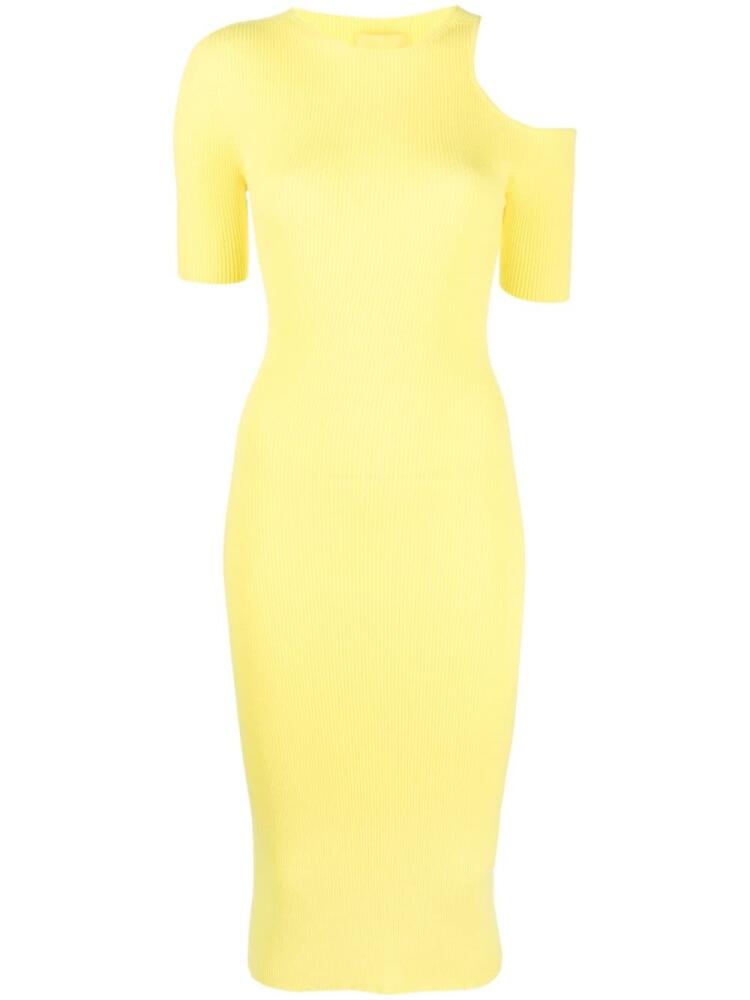 AERON cut-out ribbed-knit midi dress - Yellow Cover