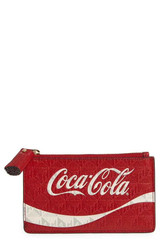 Anya Hindmarch Coca-Cola® Embossed Leather Zip Card Case in Red Cover