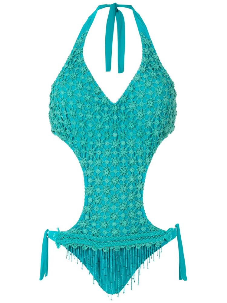 Amir Slama embroidered cut-out one-piece - Blue Cover