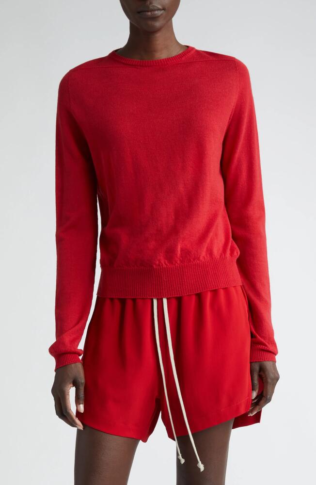 Rick Owens Virgin Wool Crewneck Sweater in Cardinal Red Cover