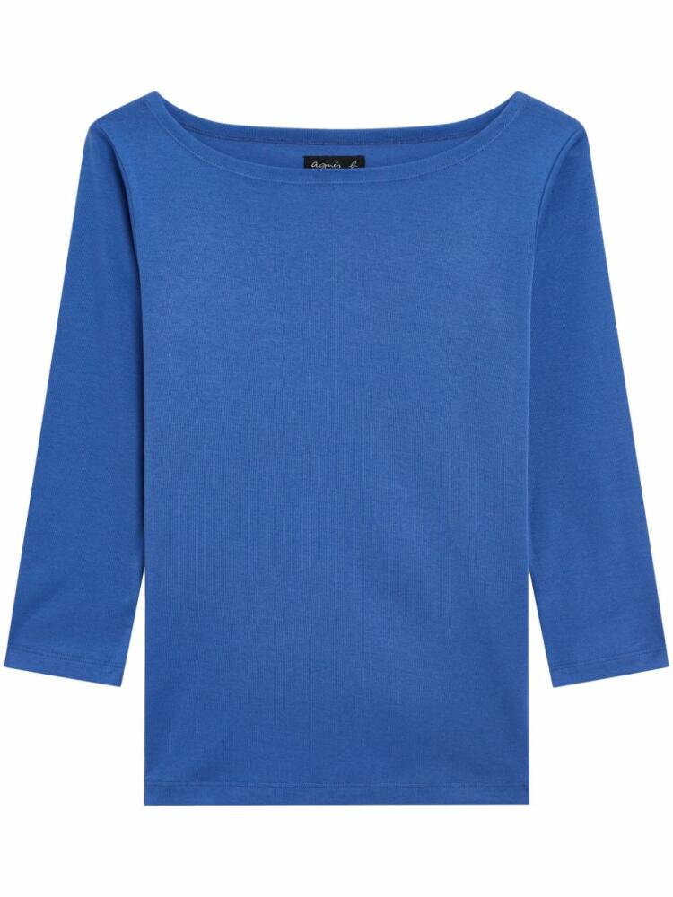 agnès b. boat-neck cotton top - Blue Cover