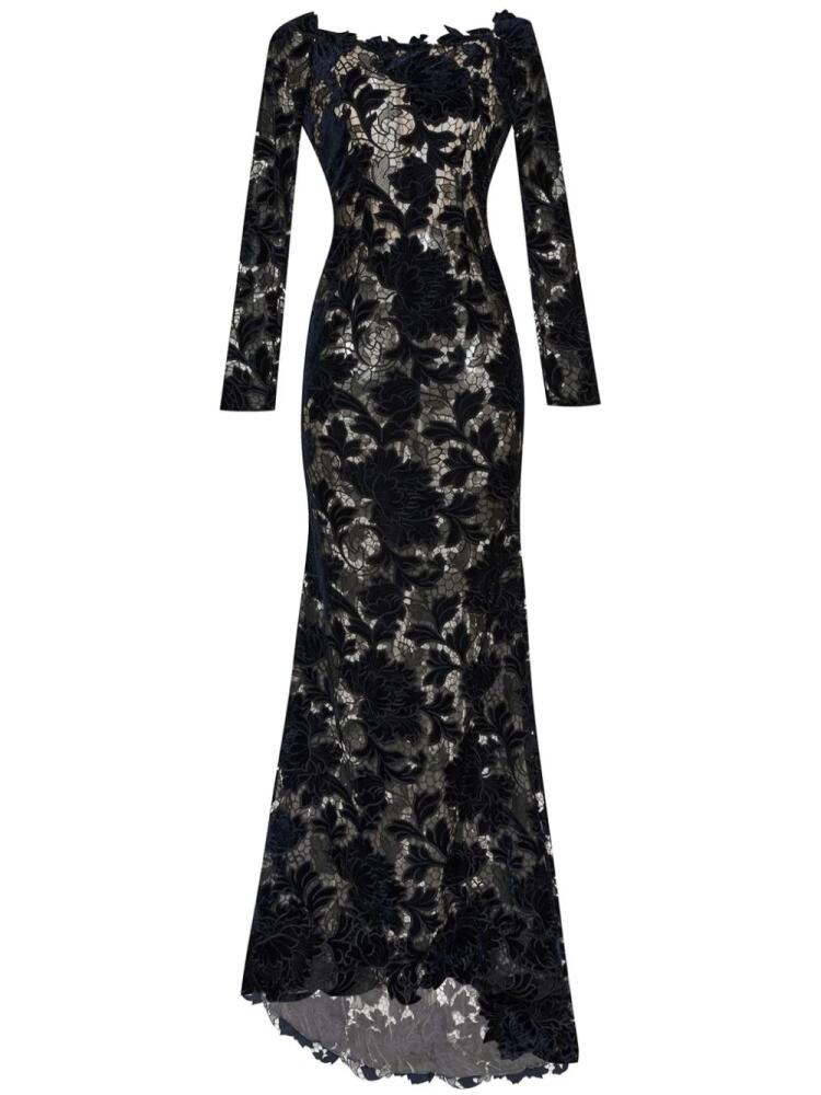 Oscar de la Renta Peony Velvet guipure gown - Black Cover