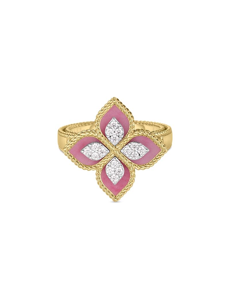 Roberto Coin 18K White & Yellow Gold Venetian Princess Rhodonite & Diamond Flower Ring Cover