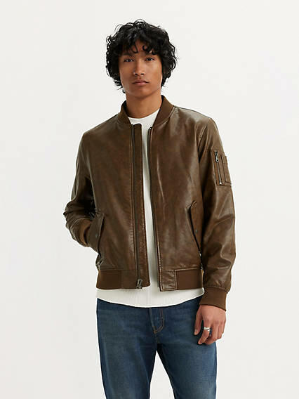 Levi's Faux Leather Varsity Bomber Jacket - Men's Cover