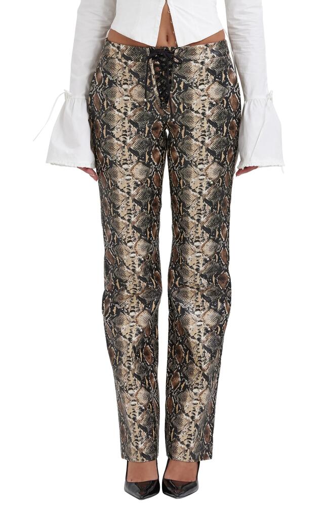 HOUSE OF CB Sernia Lace-Up Faux Leather Trousers in Animal Print Cover