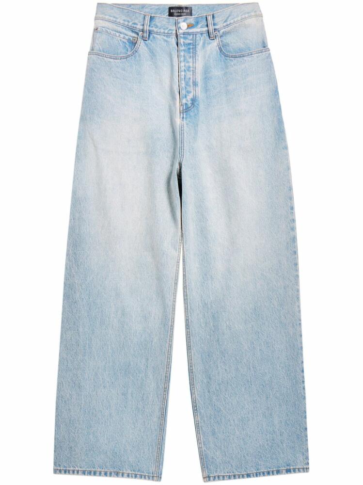 Balenciaga logo-patch wide-leg jeans - Blue Cover