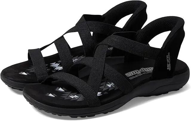 SKECHERS Reggae Slim - Stretch Flex Hands Free Slip-Ins (Black/Black) Women's Shoes Cover