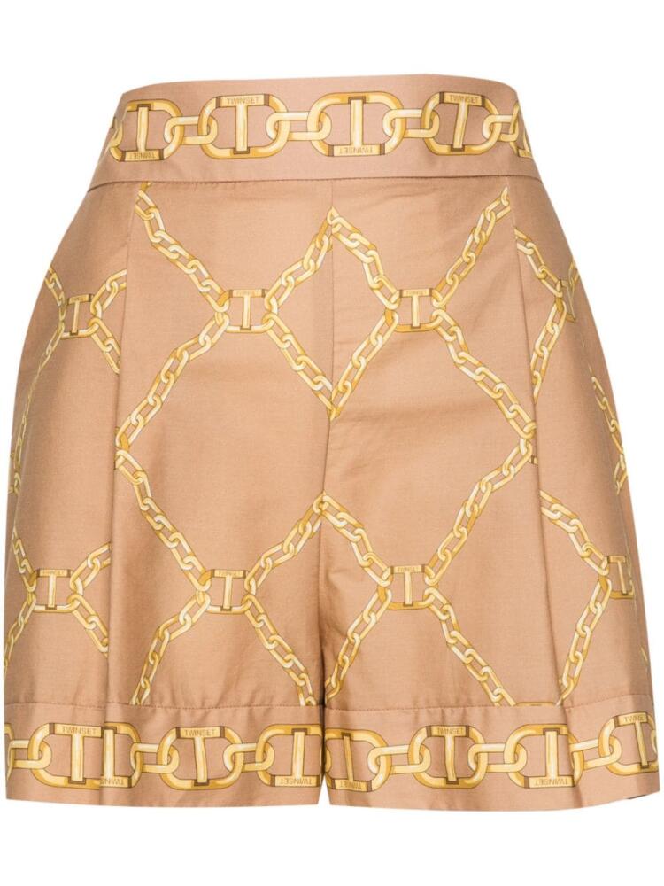 TWINSET chain-link print tailored shorts - Neutrals Cover