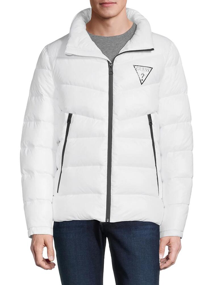 Guess Men's Logo Puffer Jacket - White Cover