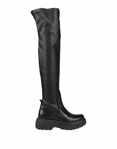 Divine Follie Woman Boot Black Leather Cover