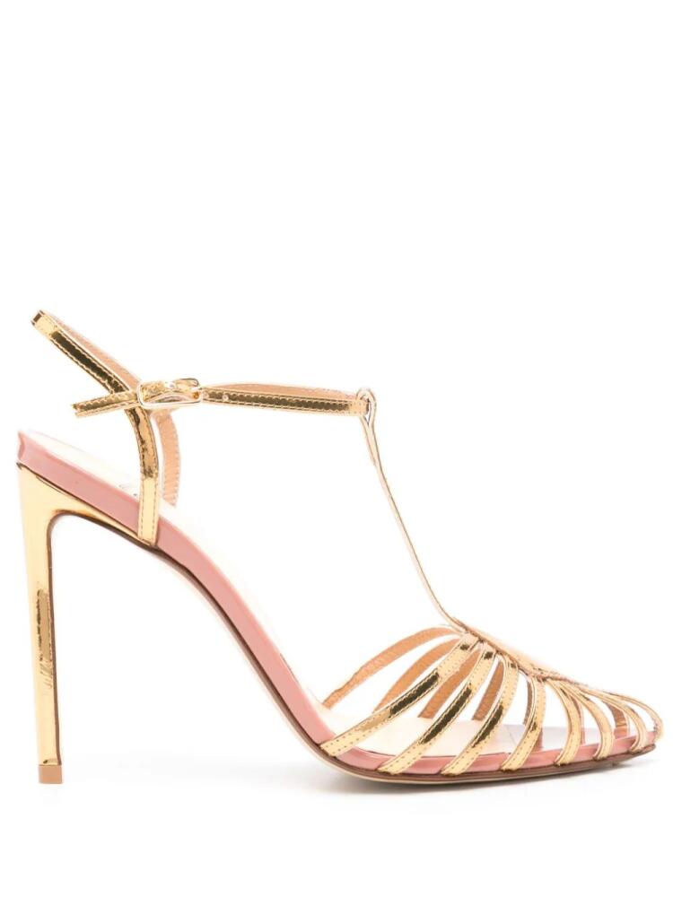 Francesco Russo 105mm metallic caged sandals - Gold Cover