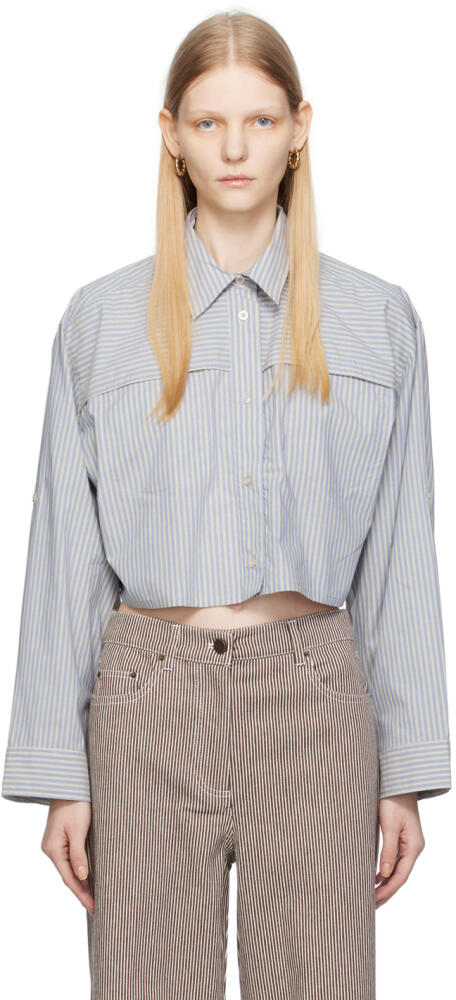 REMAIN Birger Christensen Blue Cropped Shirt Cover