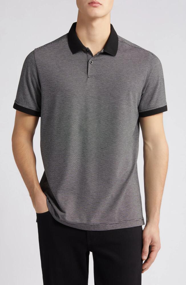 Nordstrom Pinstripe Jacquard Polo in Black Cover