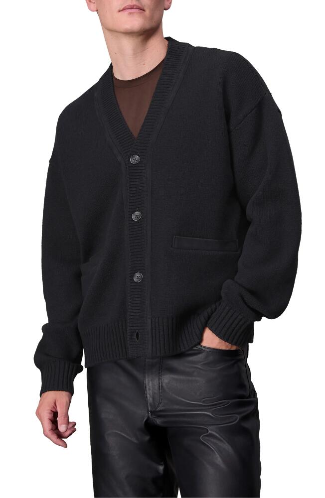 rag & bone Clarkson Suede Trim Wool Cardigan in Black Cover