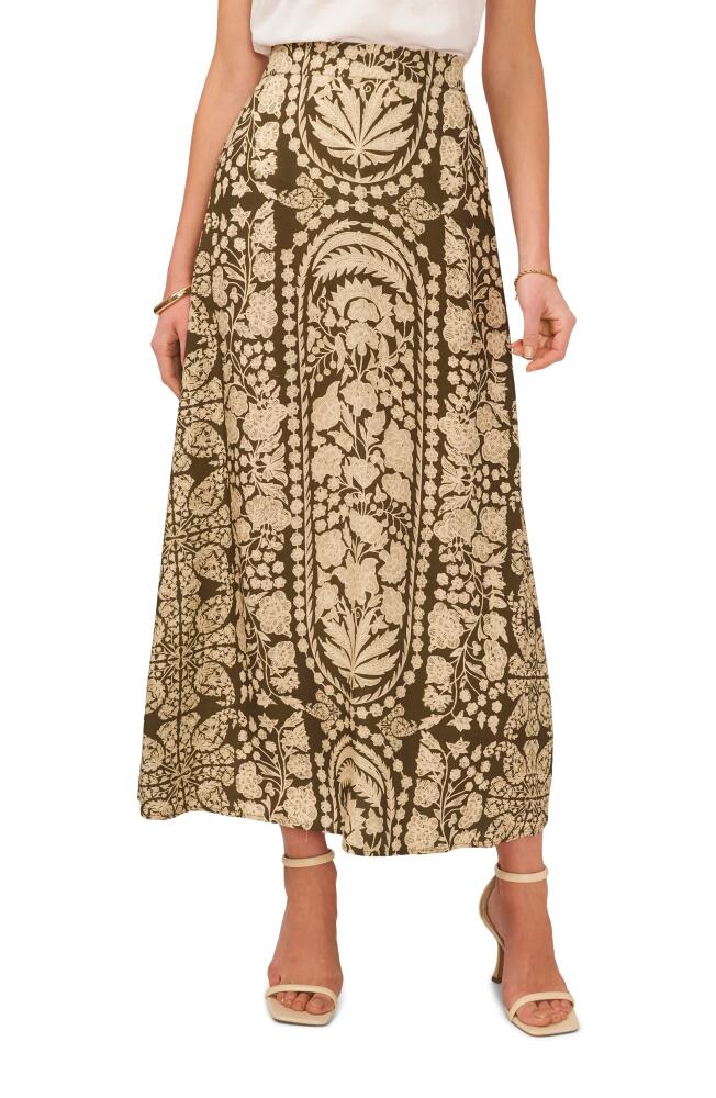 Vince Camuto Floral A-Line Maxi Skirt in Dark Olive Cover