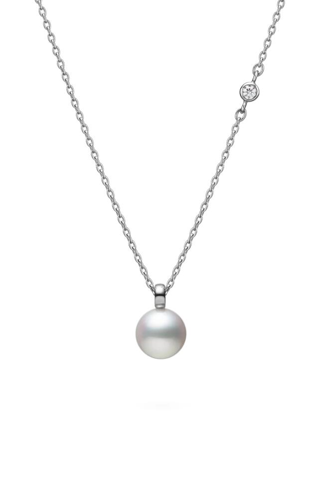 Mikimoto Classic Cultured Pearl & Diamond Pendant Necklace in 18Kw Cover