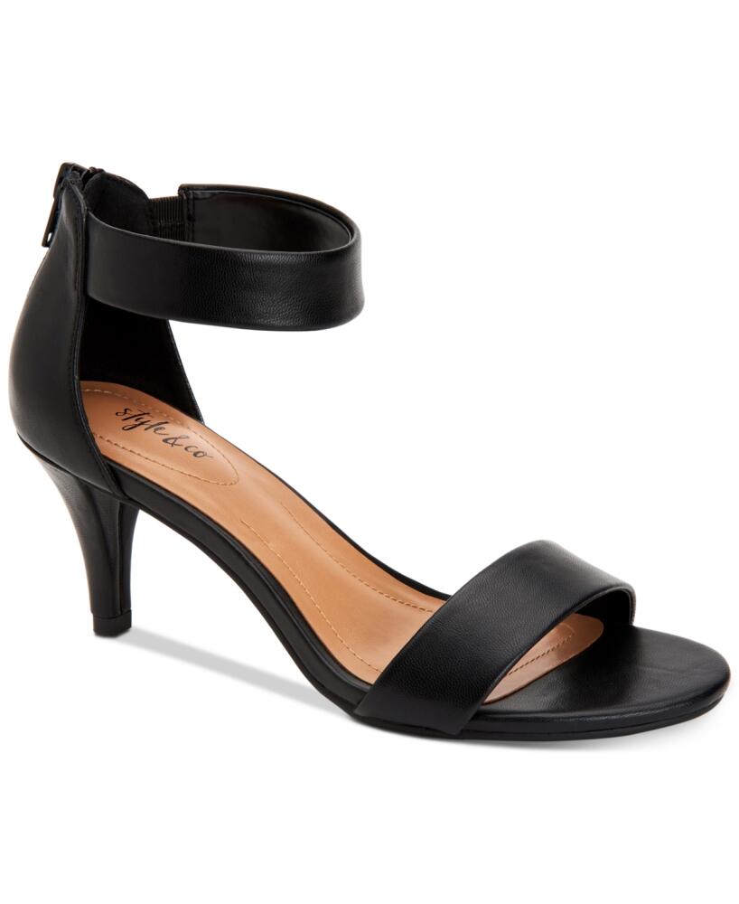 Style & Co Women's Paycee Two-Piece Dress Sandals, Created for Macy's - Black Smooth Cover