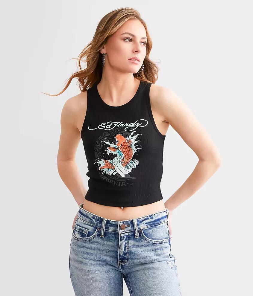 Ed Hardy Cali Koi Cropped Tank Top Cover