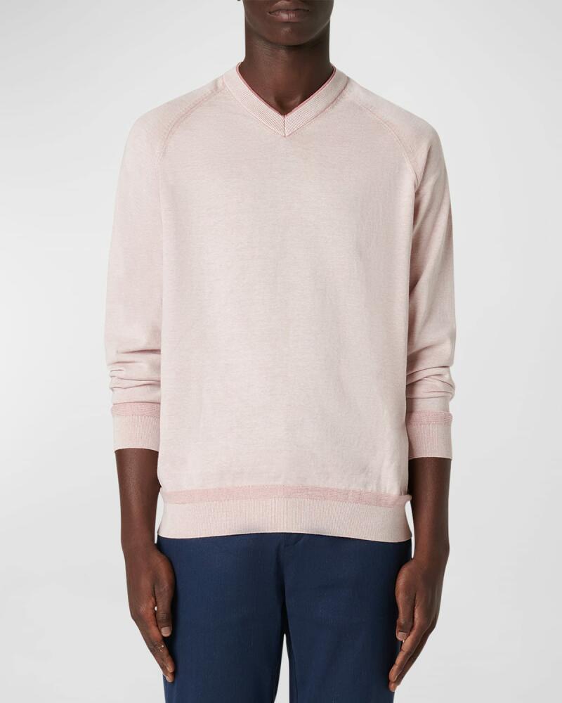 Bugatchi Men's Cotton-Silk V-Neck Sweater Cover