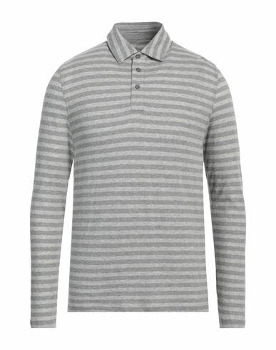 Majestic Filatures Man Polo shirt Grey Cotton, Cashmere Cover