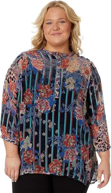 Johnny Was Plus Size Ontari Burnout Tunic (Multi) Women's Blouse Cover