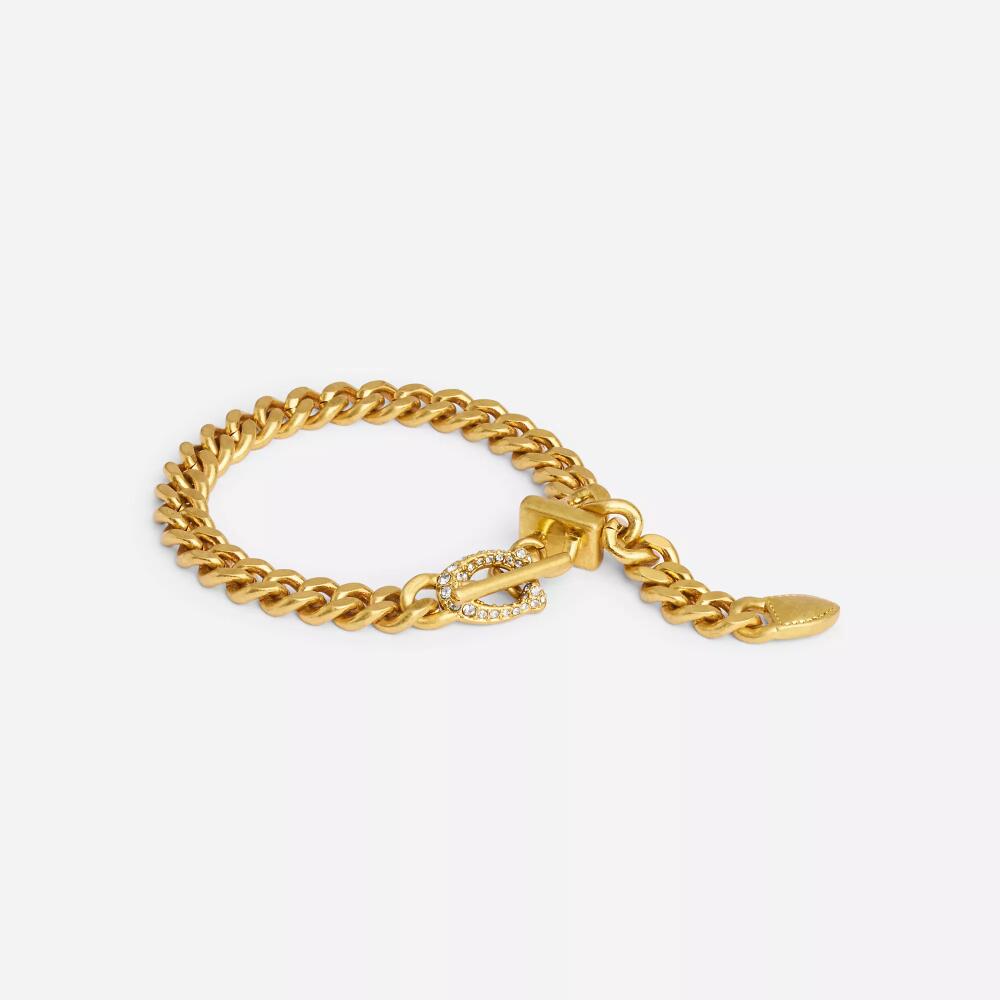 Coach Pavé Signature Buckle Curb Chain Bracelet Cover