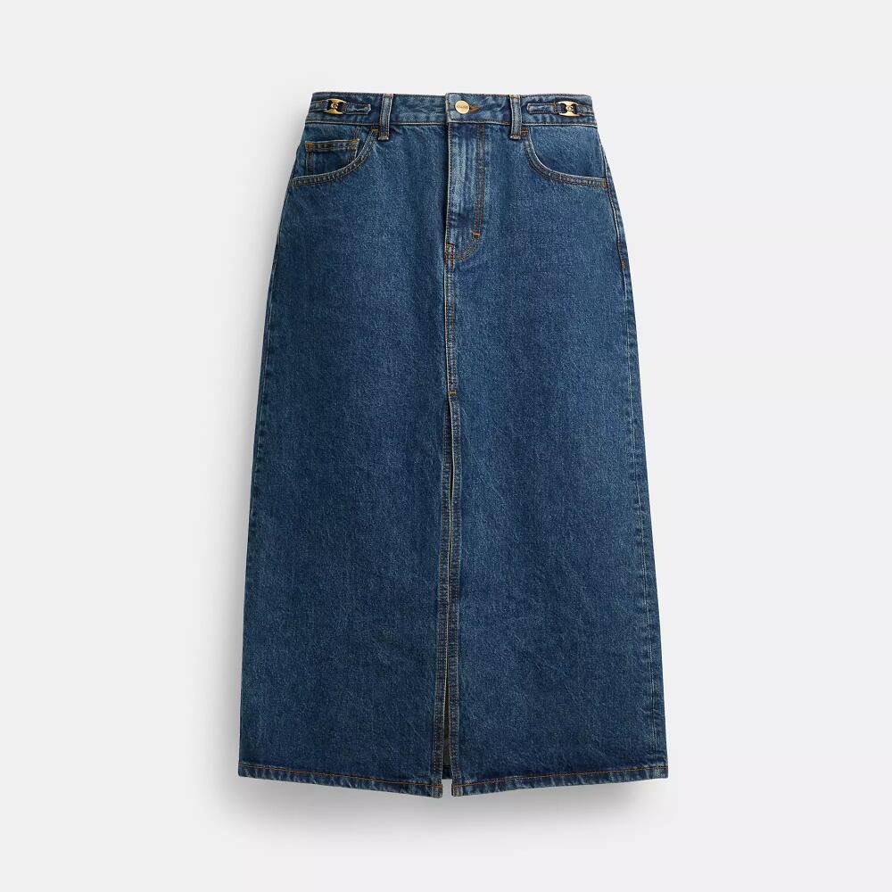 Coach Heritage C Denim Maxi Skirt Cover