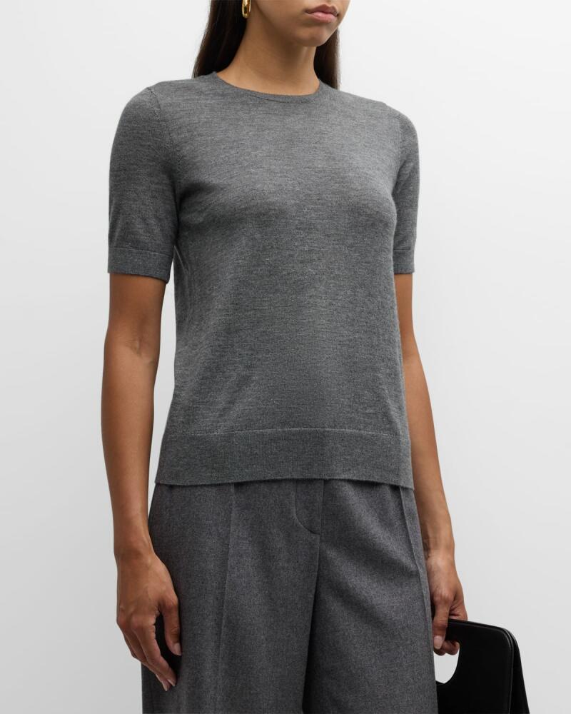 Neiman Marcus Cashmere Collection Cashmere Crop Crewneck Sweater Cover