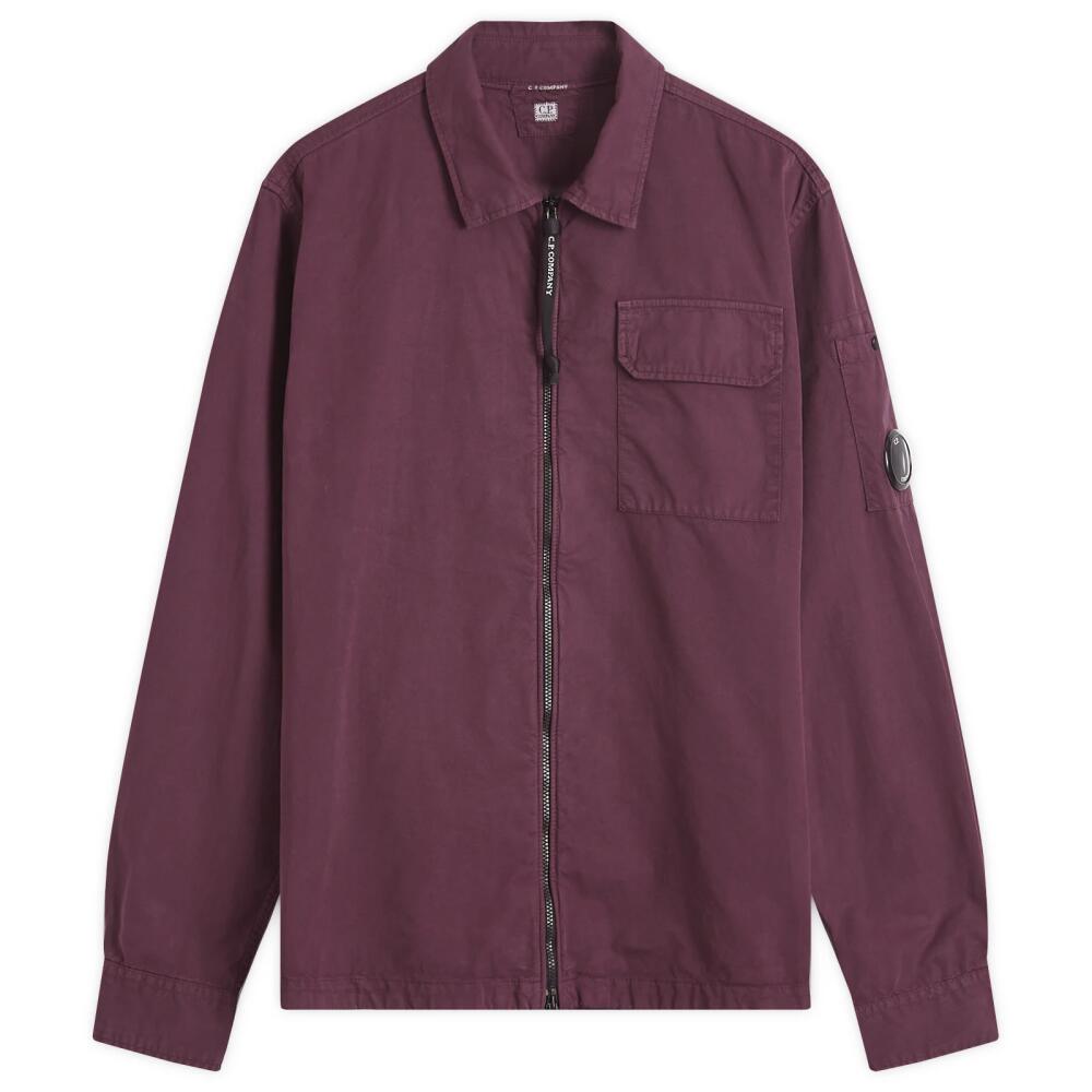 C.P. Company Men's Organic Gabardine Zip Overshirt in Potent Purple Cover