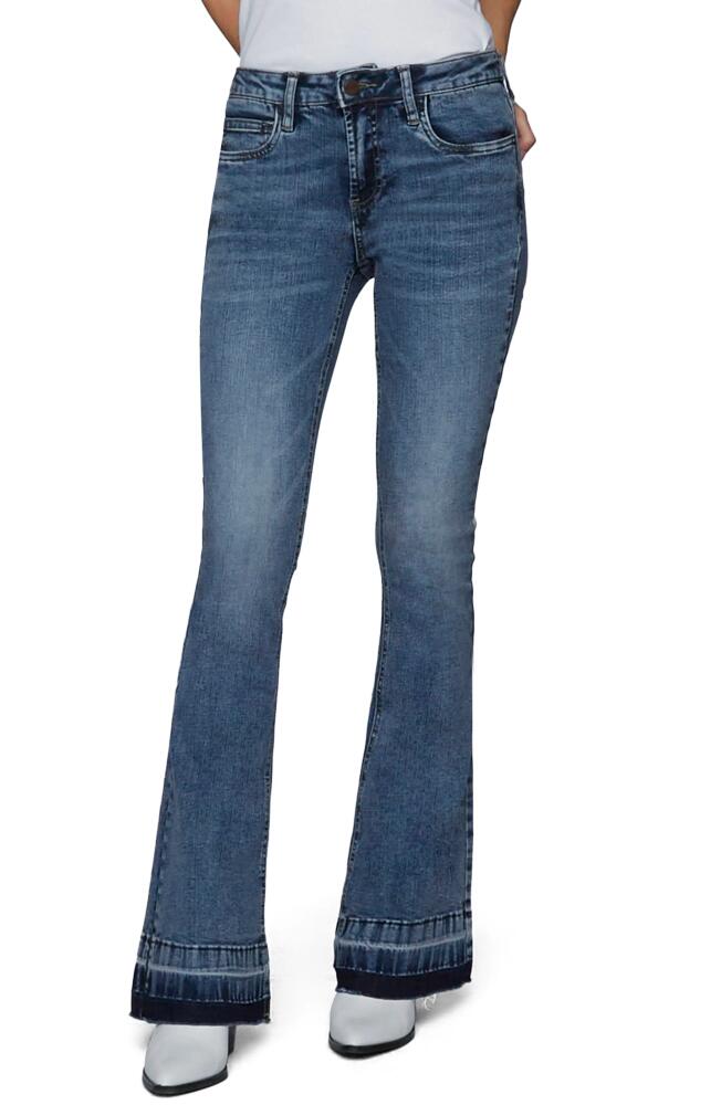 HINT OF BLU Mid Rise Released Hem Flare Jeans in Regatta Blue Cover