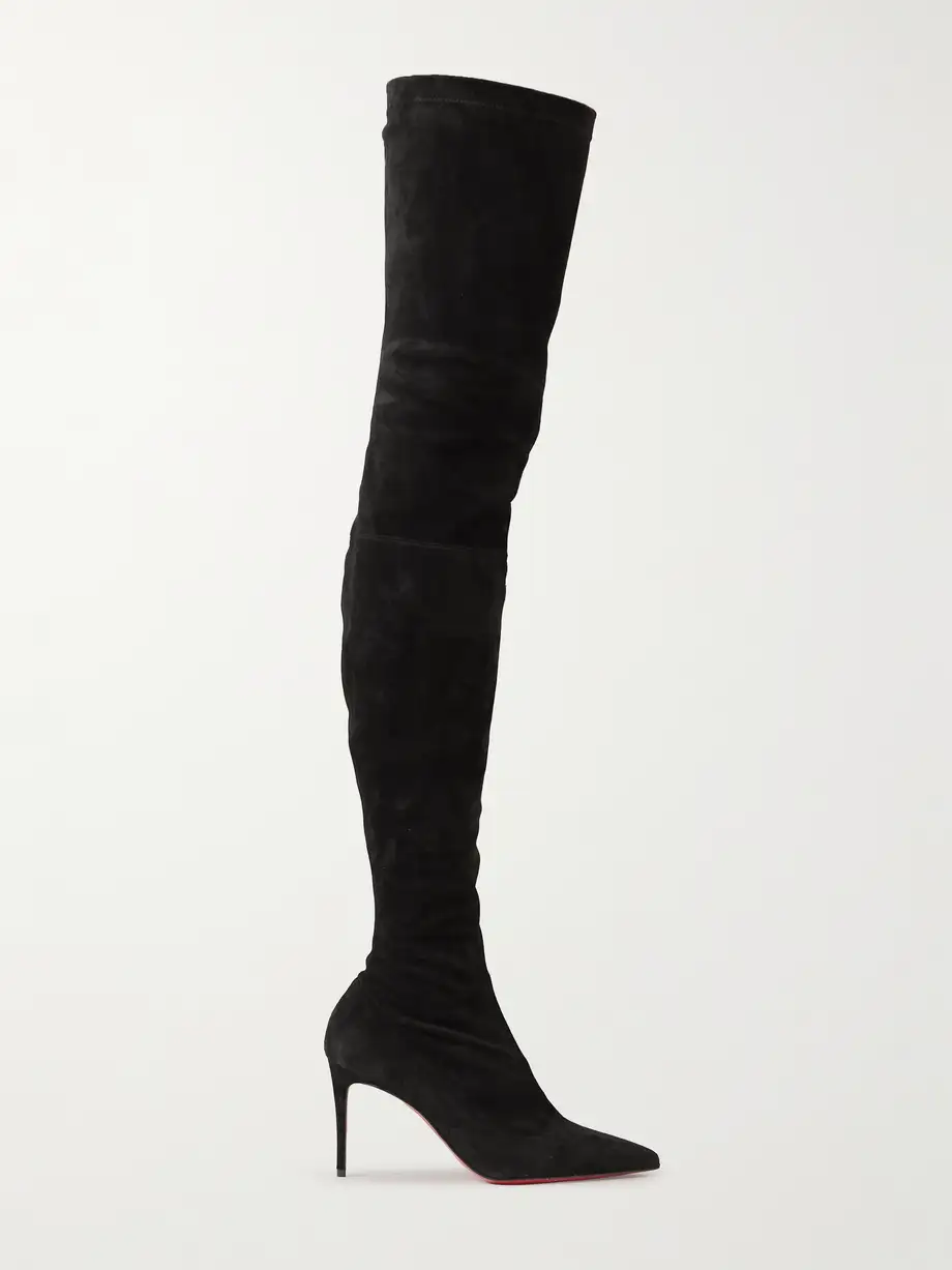 Christian Louboutin - Kate Botta 85 Suede Over-the-knee Boots - Black Cover