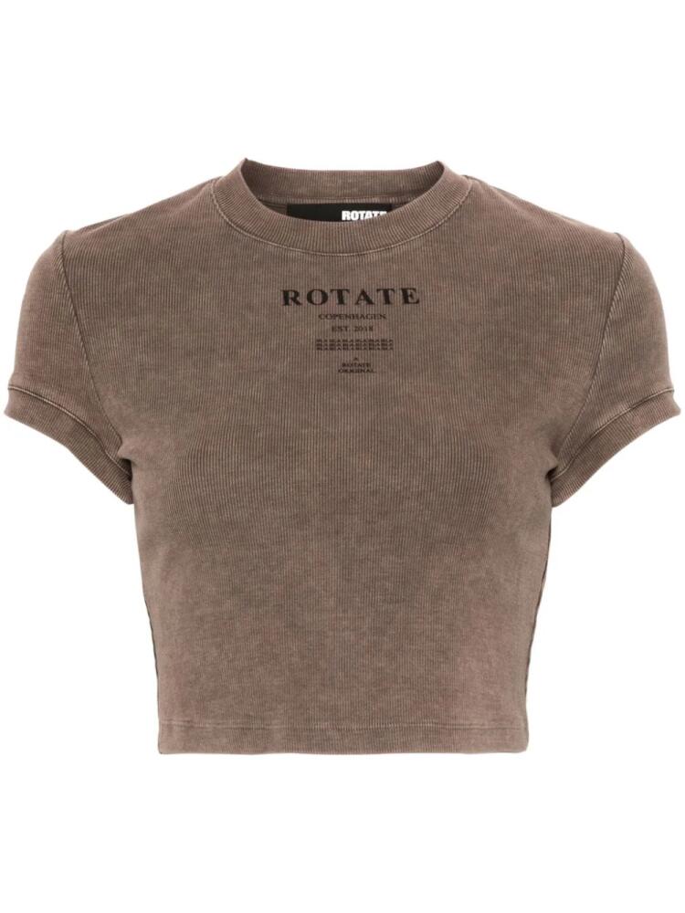 ROTATE BIRGER CHRISTENSEN logo-print cropped T-shirt - Brown Cover