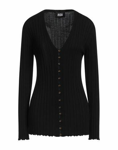 Alpha Studio Woman Cardigan Black Merino Wool Cover